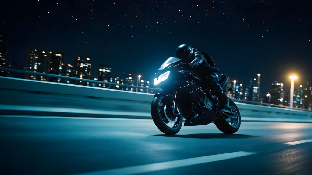 Moto qui roule à toute vitesse